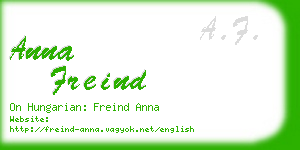 anna freind business card